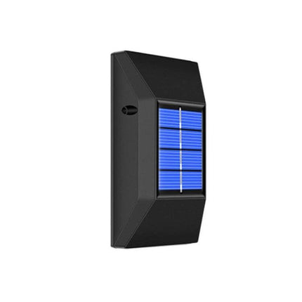 Outdoor Decorative Waterproof Solar Wall Light 6 LEDs Warm Light - black ABS solar panel wall-mounted outdoor step and fence light