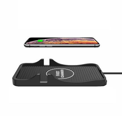 C7 Car Navigation Pad 2 In 1 Wireless Charger For Phone dashboard silicone pad showing phone charging and cradle mode
