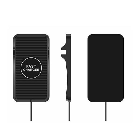 C7 Car Navigation Pad 2 In 1 Wireless Charger For Phone black silicone dashboard wireless fast charger shown front side and back