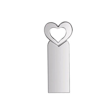 Zshqu2 Heart-Shaped Metal USB Flash Drive for Everyday Storage - silver heart metal USB drive for photos, documents, music on the go