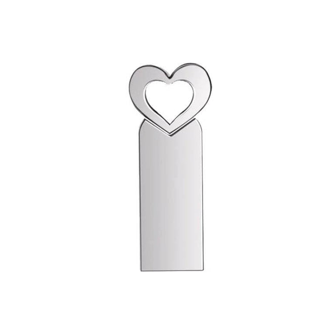 Zshqu2 Heart-Shaped Metal USB Flash Drive for Everyday Storage - silver heart metal USB drive for photos, documents, music on the go