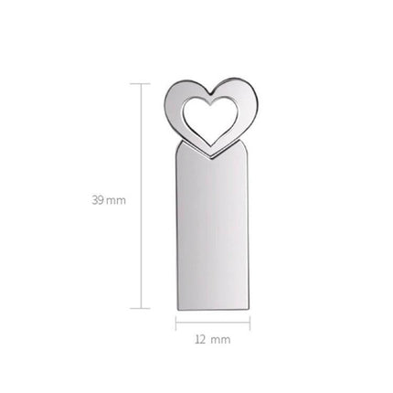 Zshqu2 Heart-Shaped Metal USB Flash Drive for Everyday Storage - compact 39mm x 12mm silver heart USB for travel backups