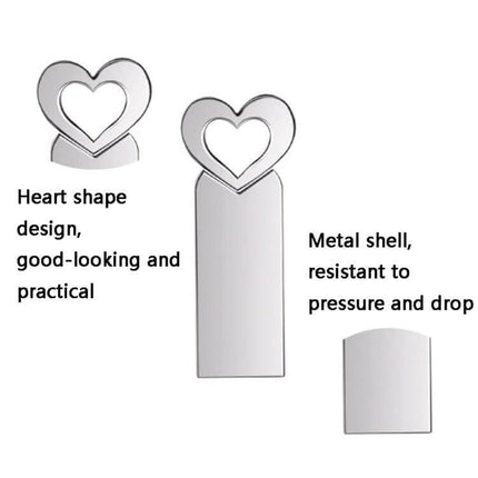 Zshqu2 Heart-Shaped Metal USB Flash Drive for Everyday Storage – compact metal heart USB for photos, documents and music on the go