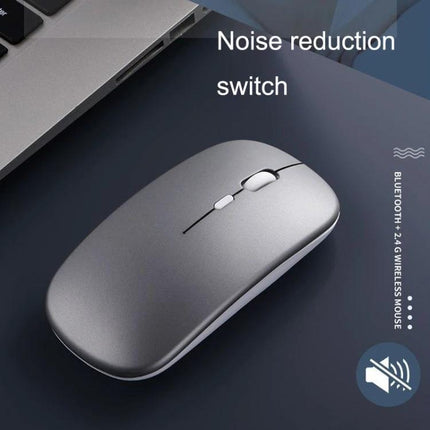 Wireless Mouse for Smooth Computer and Laptop Navigation - sleek silver ergonomic mouse with dual connectivity and noise reduction switch