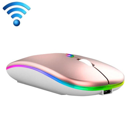 Wireless Mouse for Smooth Computer and Laptop Navigation - rose gold ergonomic wireless mouse with rainbow LED strip and dual connectivity