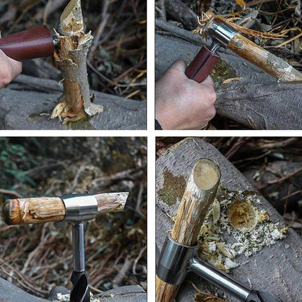Outdoor Survival Punch Drill Bit Tool Set, Stainless Steel - compact stainless steel punch/drill used on wood and leather for field adjustments