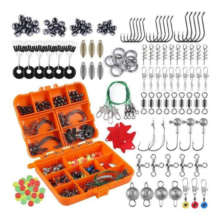 Road Squid Hook Accessories Set Orange 213 Pieces for Sea Fishing – compact orange ABS box with hooks, swivels, jig heads and rigging tackle sorted