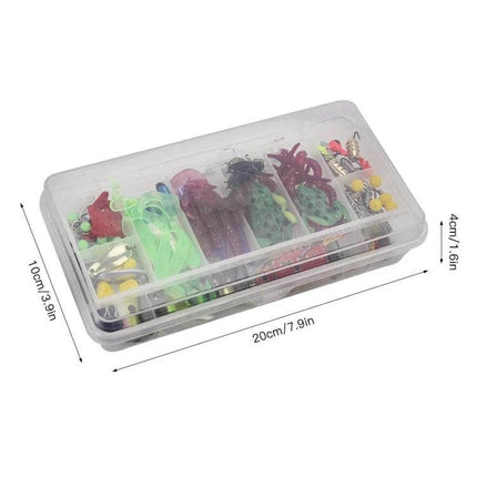 Road Squid Hook Accessories Set, 141 Piece Fishing Kit — compact 20×10×4cm organized ABS box with assorted hooks, lures, beads for shore and sea fishing