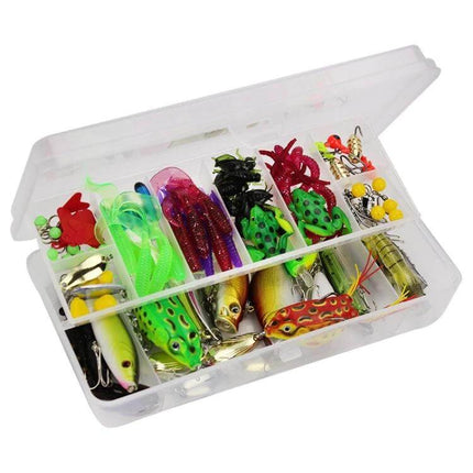 Road Squid Hook Accessories Set, 141 Piece Fishing Kit - portable ABS box with organized lures, hooks, beads and frog-style baits for salt and freshwater