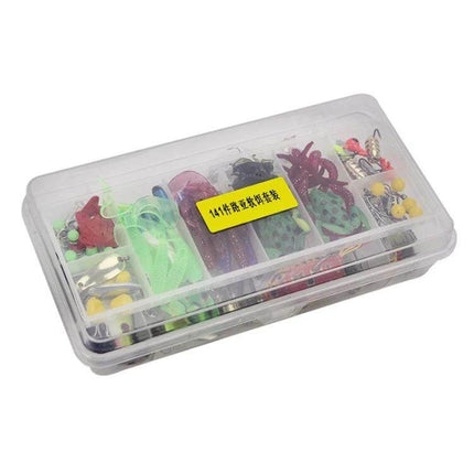 Road Squid Hook Accessories Set, 141 Piece Fishing Kit in clear ABS organizer box with assorted hooks lures beads for shore rock and sea fishing