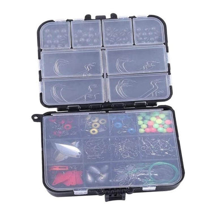 Road Squid Hook Accessories Set 160-Piece for Sea Fishing - compact ABS storage box with hooks, weights, beads and rigs for shore or boat fishing