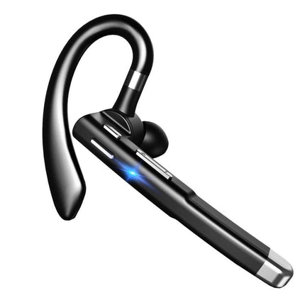 Earhook Bluetooth Headphones With Charging Case For Commute showing black over‑ear hook, ENC mic, Bluetooth LED and charging port