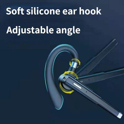 Earhook Bluetooth Headphones With Charging Case For Commute showing soft silicone ear hook and adjustable angle for secure fit