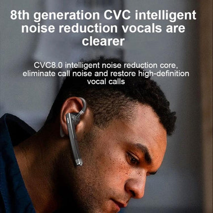 Earhook Bluetooth Headphones With Charging Case For Commute showing over-ear hook and ENC mic for clear calls during commute