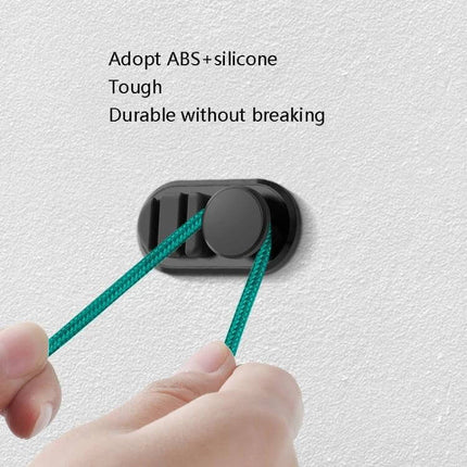 3-Pack Car Sticky Storage Data Cable Hook For Home And Car - black ABS silicone cable organizer mounted on wall holding two braided cables