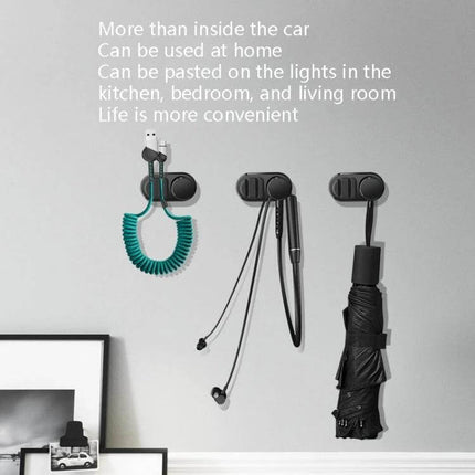 3-Pack Car Sticky Storage Data Cable Hook For Home And Car neatly mounted on wall holding cables earbuds and umbrella, ABS silicone cord organizer (5.2x2.7x1.95cm)