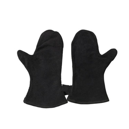 Outdoor BBQ Leather Heat-Insulating Gloves For Grilling black second-layer cowhide mitts for grilling and welding, heat-resistant, one size fits most