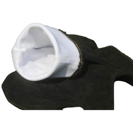 Outdoor BBQ Leather Heat-Insulating Gloves For Grilling black second-layer cowhide glove with white heat-insulating lining