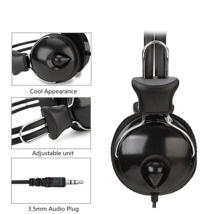 Soyto Computer Headset Black Over-Ear For Online Classes lightweight comfortable noise-reducing headset with 3.5mm plug