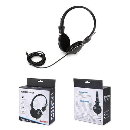 Soyto Computer Headset Black Over-Ear For Online Classes lightweight black over-ear headset with soft cushions and corded jack