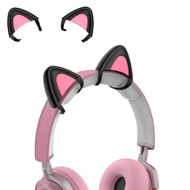 Silicone Cat Ear Headphone Clips In Black Or White For Kids - removable black cat ears on pink over-ear headphones
