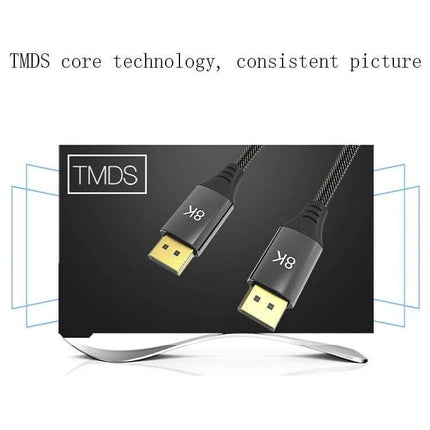 DisplayPort Male to Male Cable for High-Resolution Monitors braided 8K gold-plated connectors for multi-screen setups and gaming