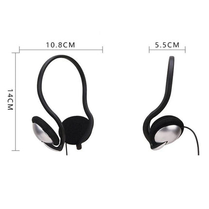 Soyto Wired Headset for Everyday Student Music Practice lightweight black wired on-ear headphones with dimensions shown