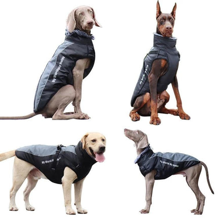Comfortable Dog Coat for Large Breeds' Winter Walks - black insulated coat on large dogs for cold and light rain protection