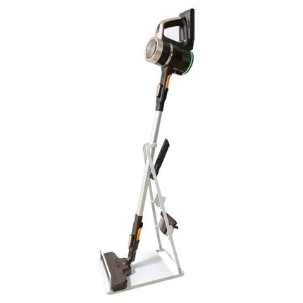 No-Drill Wall-Mounted Storage Bracket for Dyson Vacuums holding a Dyson V7 V8 or V10 upright to save floor space and stay organized