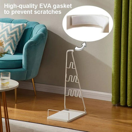 No-Drill Wall-Mounted Storage Bracket for Dyson Vacuums displayed freestanding with EVA gasket to prevent scratches in living room