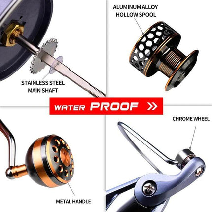 Metal Wire Cup Spinning Wheel For Sea And Freshwater Fishing - alloy metal waterproof reel with aluminum alloy hollow spool and stainless steel main shaft