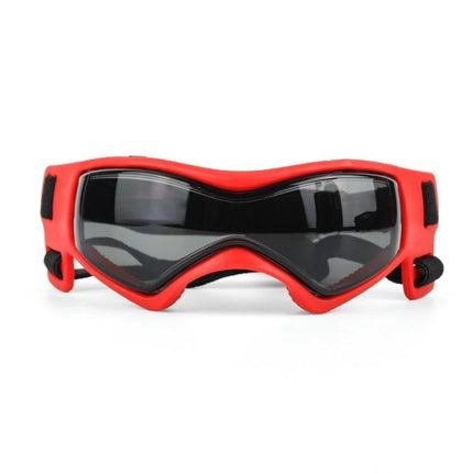 Sunglasses for Dogs During Outdoor Walks and Playtime – red protective dog goggles shielding eyes from sun and wind