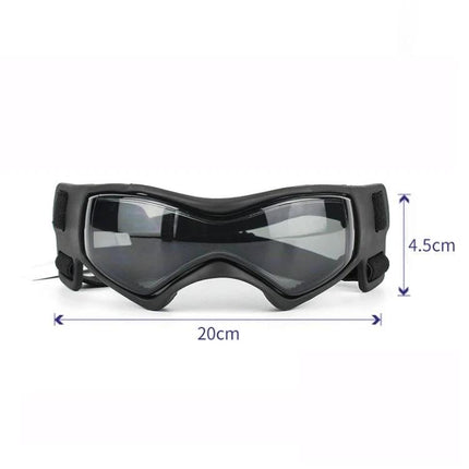 Sunglasses for Dogs During Outdoor Walks and Playtime - black protective dog goggles 20cm width, UV and wind shielding