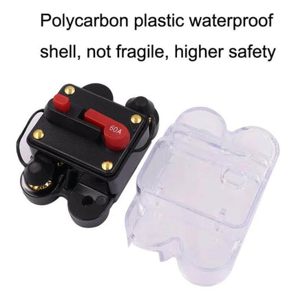 CB2 Auto Circuit Breaker Switch For Car RV Yacht Audio 60A compact 60A circuit breaker with waterproof polycarbonate cover for 12–48V systems