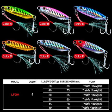 Lead Fishing Lure 40g Reflective Iron Plate For Night Fishing - six color reflective metal jigs with treble hooks ideal for shore or boat night fishing