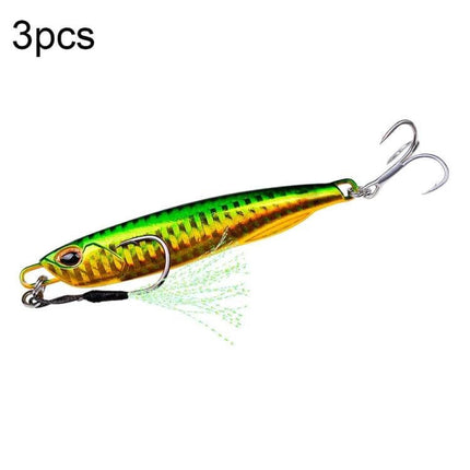 Simulation Metal Sea Fishing Bait 40g For Saltwater - high-reflectivity green-gold conical metal lure with treble hook for night and deep-water saltwater fishing