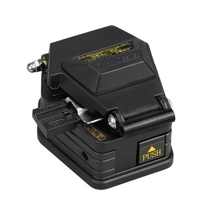 High Precision Fiber Cleaver for Optical Fiber Installation, automatic design with PUSH button for telecom and network technicians, compact black cleaver