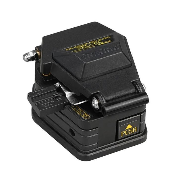 High Precision Fiber Cleaver for Optical Fiber Installation, automatic design with PUSH button for telecom and network technicians, compact black cleaver