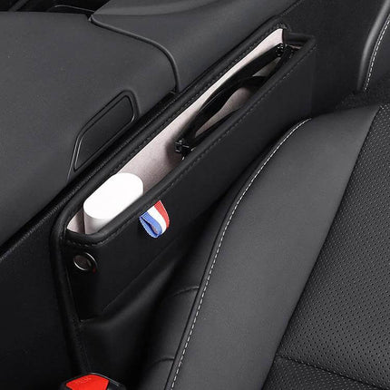 SUSISUN Car Seat Slit Storage Box Black For Organized Car Essentials - artificial leather seat slit organizer holding keys, cords, wipes
