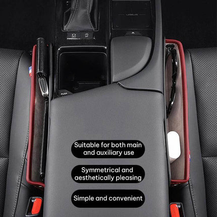 SUSISUN Car Seat Slit Storage Box Black For Organized Car Essentials - black artificial leather seat slit organizer holding keys, coins, cords