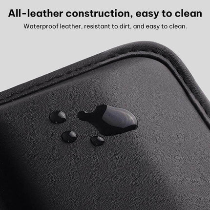 SUSISUN Car Seat Slit Storage Box Black For Organized Car Essentials - black artificial leather, waterproof, stitched finish with water droplets