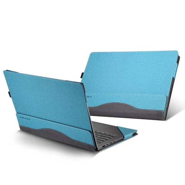 Leather Protective Case for 14-Inch Laptops and Daily Use - blue PU leather sleeve protecting 14-inch laptop, slim travel-friendly design