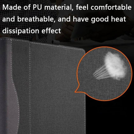 Leather Protective Case for 14-Inch Laptops and Daily Use showing breathable PU leather texture and stitched edges for scratch and impact protection