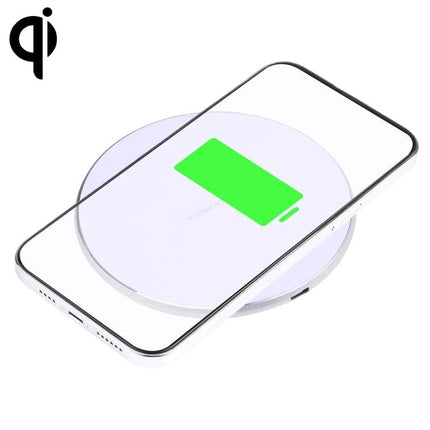 Q25 Plaid Pattern 15W Desktop Metal Round Qi Wireless Charger white round metal pad charging smartphone 15W LED indicator compact 101x101x6.6mm