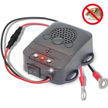 Vehicle Ultrasonic Mouse Repeller For Cars Everyday Use compact 12V in-vehicle ultrasonic mouse repeller with battery ring terminals and LEDs