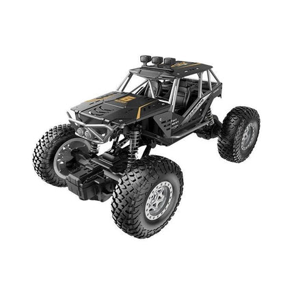 Remote Control Car for Kids' Indoor and Outdoor Fun — black off-road toy car with large tires and handle remote for indoor and backyard play
