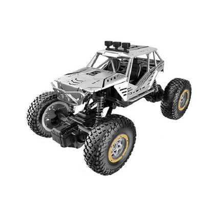 Remote Control Car for Kids' Indoor and Outdoor Fun - rugged silver off-road toy with large tires and handle remote for easy indoor and outdoor play