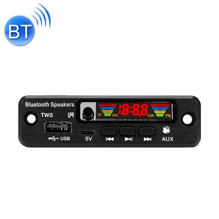 Wireless Bluetooth MP3 Decoder Board for TWS Audio Playback front panel with USB TF AUX 5V controls and LED display