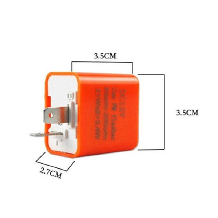 Motorcycle LED Turn Signal Relay Universal Fit For All Bikes compact orange 12V adjustable blink rate flasher module with pins visible