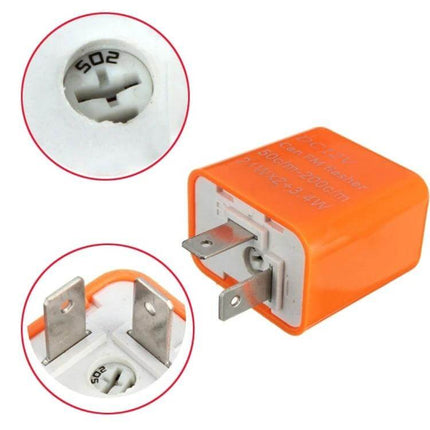 Motorcycle LED Turn Signal Relay Universal Fit For All Bikes compact orange adjustable 12V flasher module with standard 3-pin plug
